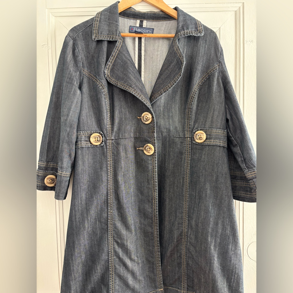 Baccini Women's Blue Jean Jacket With Button Details